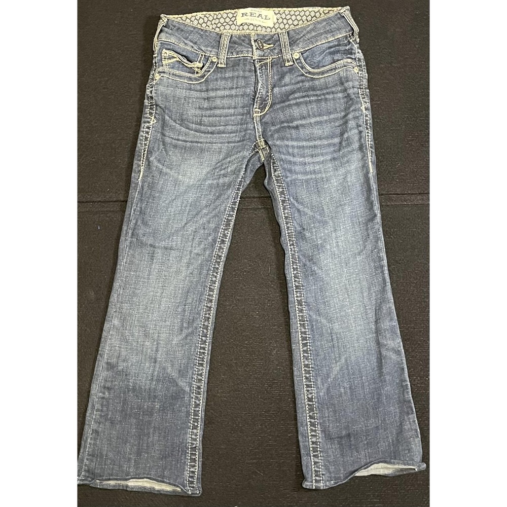 Ariat‎ REAL Lexie Bootcut Jeans Womens 28S Blue Medium Wash Embroidered Denim